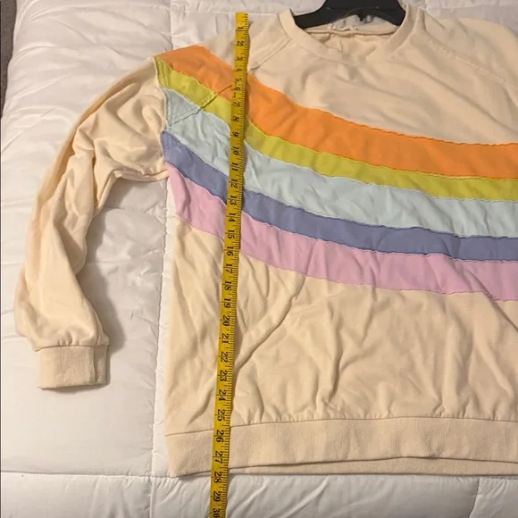 Easel Cream Sweater with Colorful Stripes - Picture 5 of 5